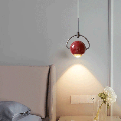 Contemporary Scandinavian Round Orb Aluminum Glass LED Pendant Light For Bedroom