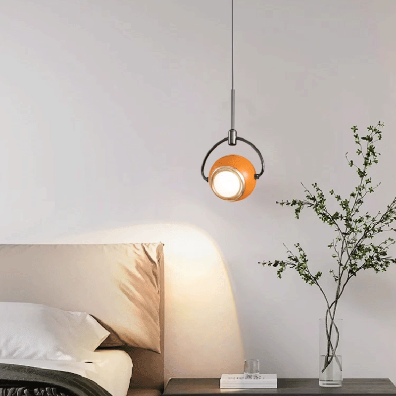 Contemporary Scandinavian Round Orb Aluminum Glass LED Pendant Light For Bedroom