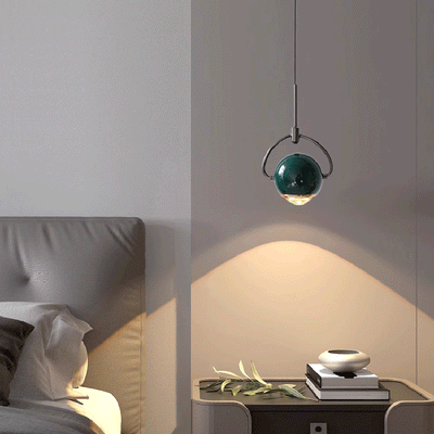 Contemporary Scandinavian Round Orb Aluminum Glass LED Pendant Light For Bedroom