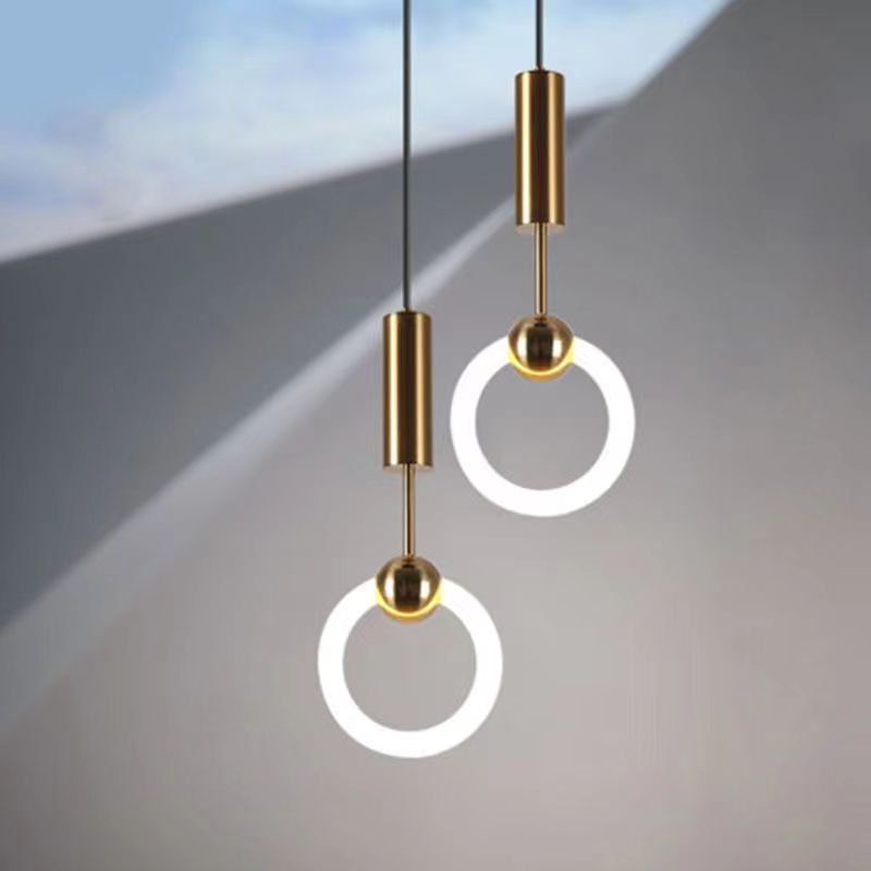 Modern Minimalist Round Circle Iron Aluminum Silicone Acrylic LED Pendant Light For Bedroom