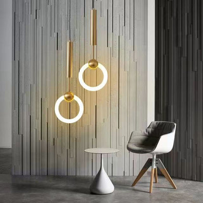 Modern Minimalist Round Circle Iron Aluminum Silicone Acrylic LED Pendant Light For Bedroom