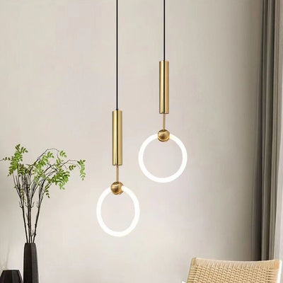 Modern Minimalist Round Circle Iron Aluminum Silicone Acrylic LED Pendant Light For Bedroom