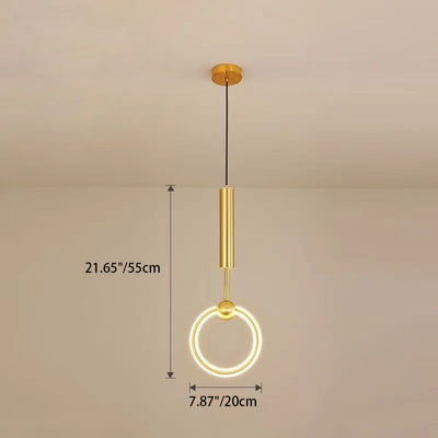 Modern Minimalist Round Circle Iron Aluminum Silicone Acrylic LED Pendant Light For Bedroom