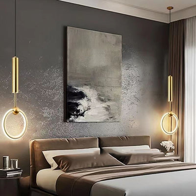 Modern Minimalist Round Circle Iron Aluminum Silicone Acrylic LED Pendant Light For Bedroom