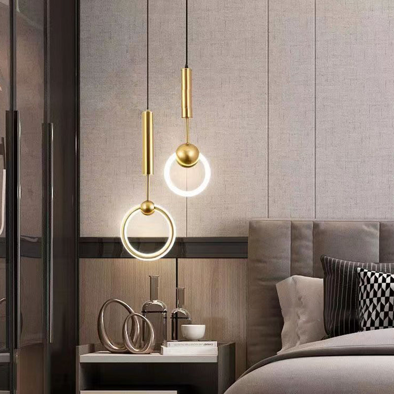 Modern Minimalist Round Circle Iron Aluminum Silicone Acrylic LED Pendant Light For Bedroom