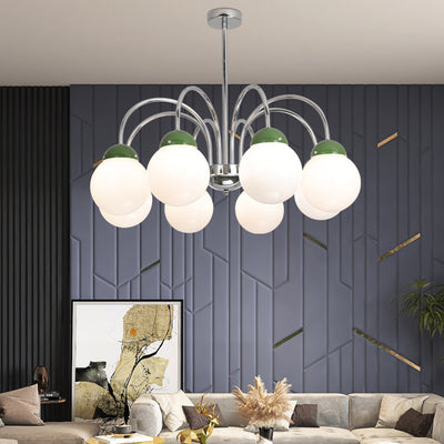 Contemporary Scandinavian Round Orb Hardware Glass 4/6/8 Light Chandelier For Living Room