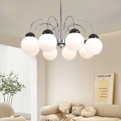 Contemporary Scandinavian Round Orb Hardware Glass 4/6/8 Light Chandelier For Living Room