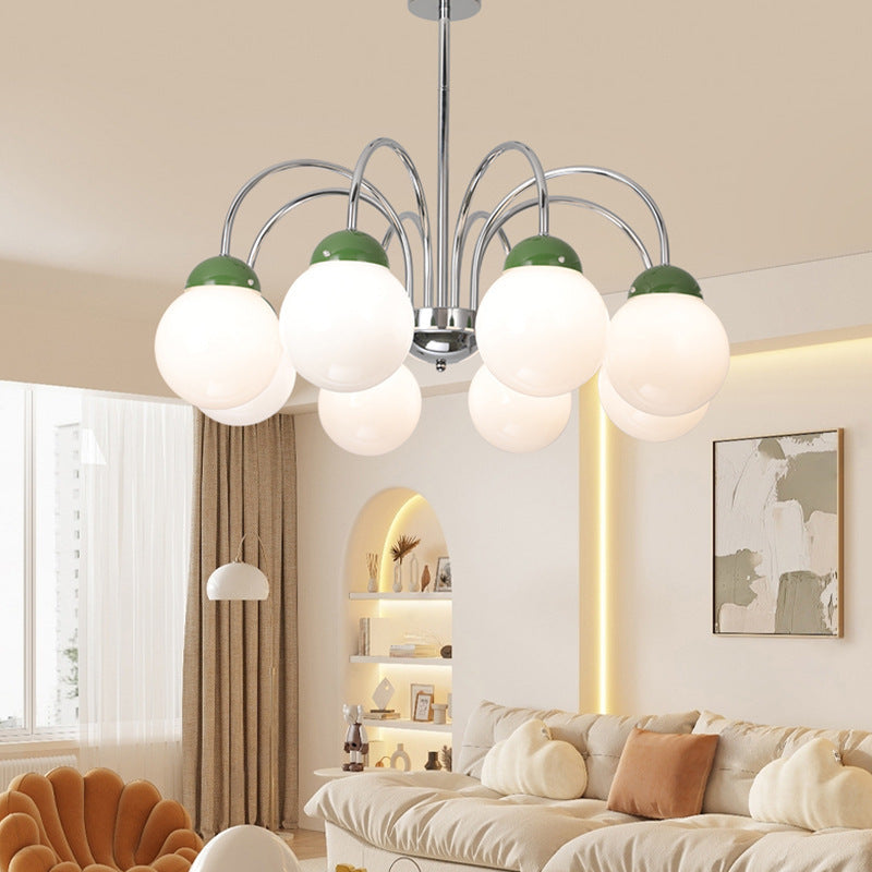 Contemporary Scandinavian Round Orb Hardware Glass 4/6/8 Light Chandelier For Living Room