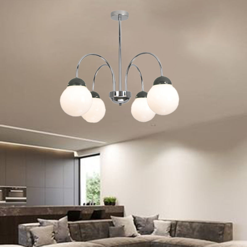 Contemporary Scandinavian Round Orb Hardware Glass 4/6/8 Light Chandelier For Living Room