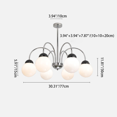 Contemporary Scandinavian Round Orb Hardware Glass 4/6/8 Light Chandelier For Living Room