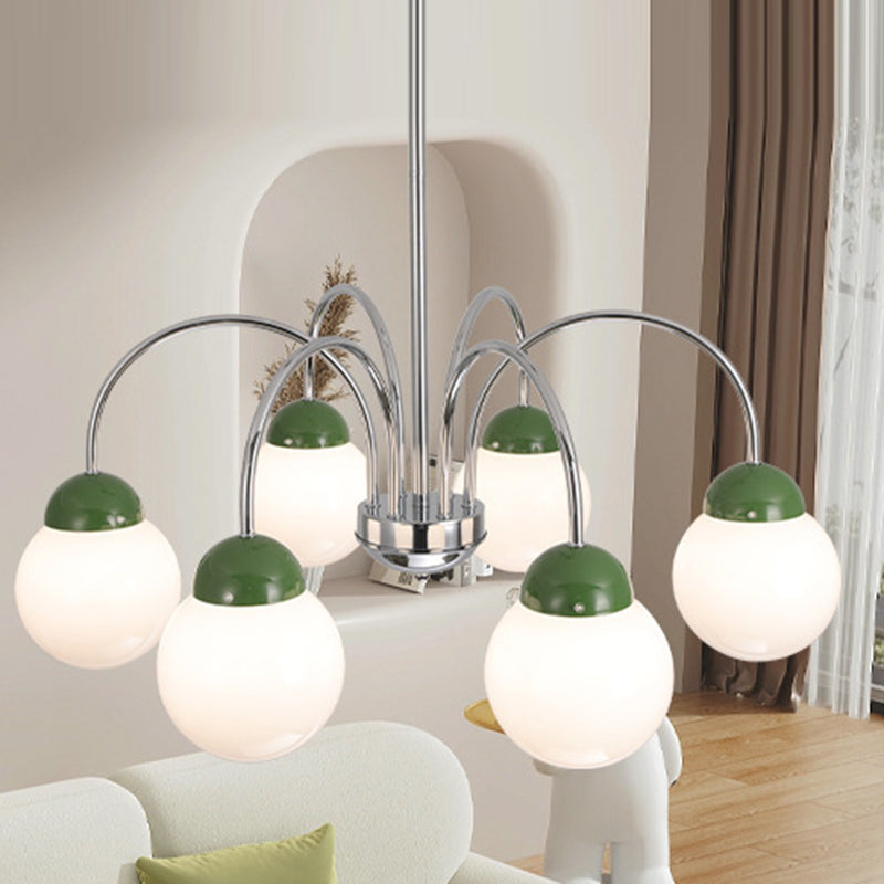 Contemporary Scandinavian Round Orb Hardware Glass 4/6/8 Light Chandelier For Living Room