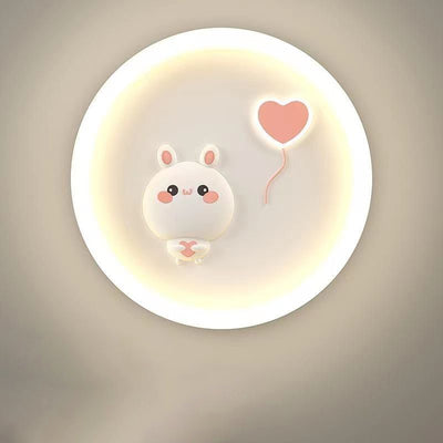 Contemporary Scandinavian Cartoon Cute Rabbit Round Dome Hardware Acrylic LED Flush Mount Ceiling Light For Bedroom