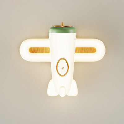 Contemporary Creative Cartoon Airplane Shape PE Iron LED Flush Mount Ceiling Light For Bedroom