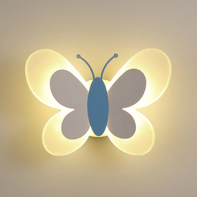 Contemporary Creative Cartoon Butterfly Shape Iron Acrylic LED Wall Sconce Lamp For Bedroom