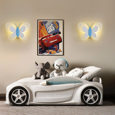 Contemporary Creative Cartoon Butterfly Shape Iron Acrylic LED Wall Sconce Lamp For Bedroom