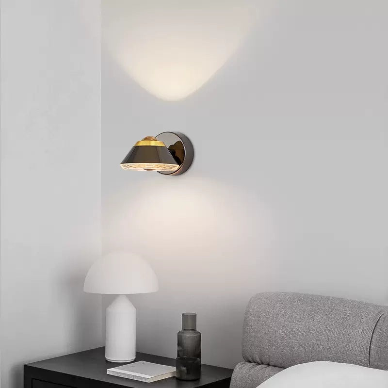 Contemporary Scandinavian Round Cylinder Cone Iron Aluminum Lens LED Wall Sconce Lamp For Bedroom