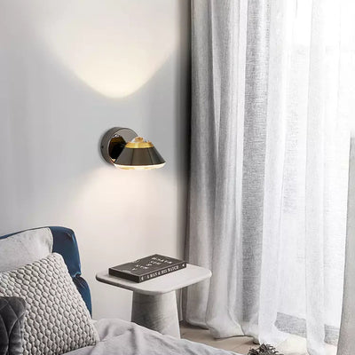 Contemporary Scandinavian Round Cylinder Cone Iron Aluminum Lens LED Wall Sconce Lamp For Bedroom