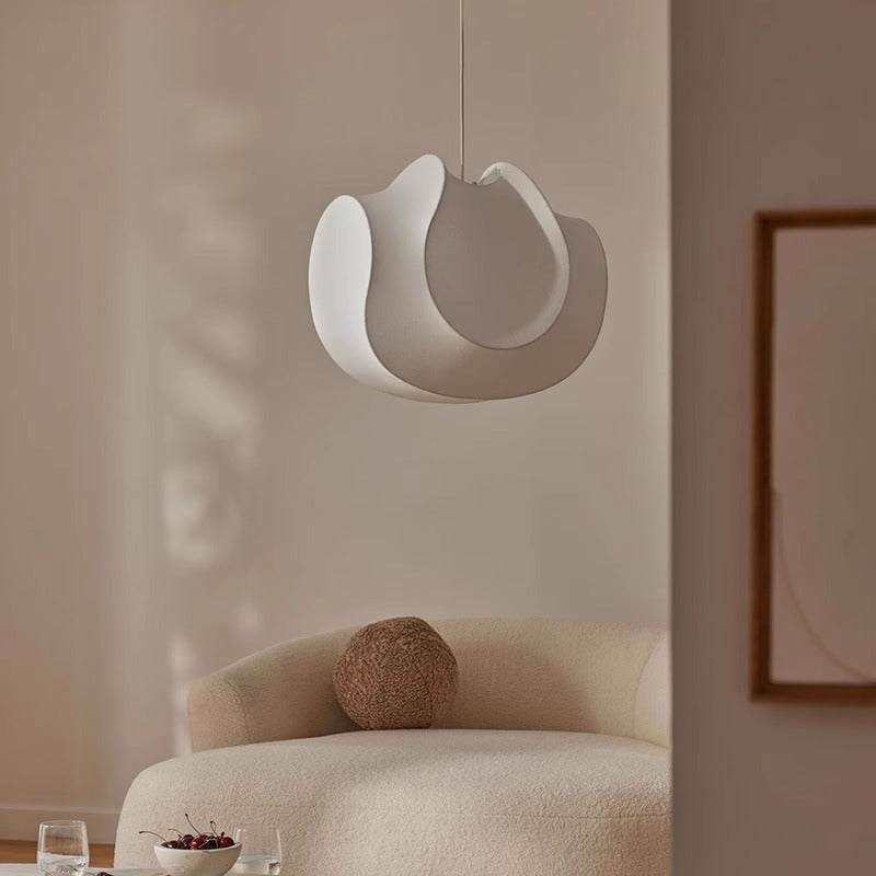 Traditional Japanese Cream Oval Imitation Silk Iron 1/3 Light Pendant Light For Bedroom