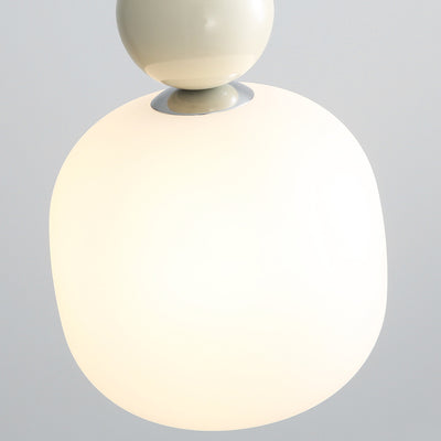 Contemporary Scandinavian Cream Round Cylinder Resin PE 1-Light Pendant Light For Bedroom