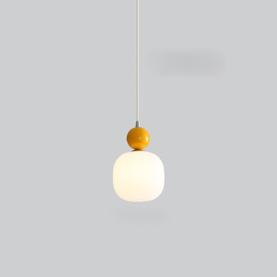 Contemporary Scandinavian Cream Round Cylinder Resin PE 1-Light Pendant Light For Bedroom