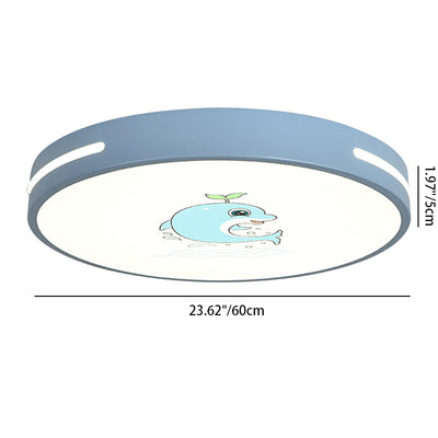 Modern Minimalist Macaron Cute Round Iron Acrylic LED Flush Mount Ceiling Light For Bedroom