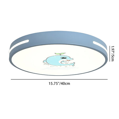 Modern Minimalist Macaron Cute Round Iron Acrylic LED Flush Mount Ceiling Light For Bedroom