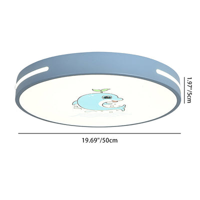 Modern Minimalist Macaron Cute Round Iron Acrylic LED Flush Mount Ceiling Light For Bedroom