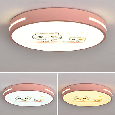 Modern Minimalist Macaron Cute Round Iron Acrylic LED Flush Mount Ceiling Light For Bedroom