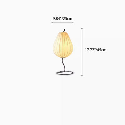 Traditional Japanese Pear Shape Oval Iron Fabric 1-Light Table Lamp For Bedroom