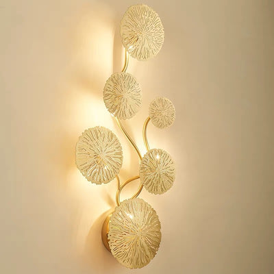 Contemporary Creative Round Lotus Leaf Stainless Steel 4/5/6/8 Light Wall Sconce Lamp For Living Room