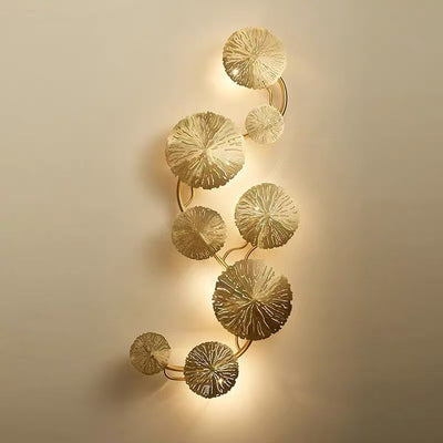 Contemporary Creative Round Lotus Leaf Stainless Steel 4/5/6/8 Light Wall Sconce Lamp For Living Room