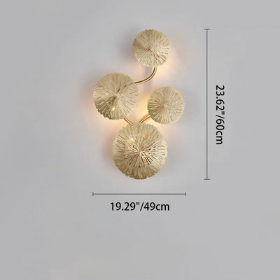 Contemporary Creative Round Lotus Leaf Stainless Steel 4/5/6/8 Light Wall Sconce Lamp For Living Room