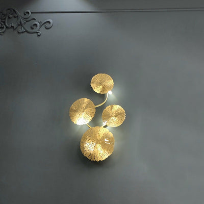 Contemporary Creative Round Lotus Leaf Stainless Steel 4/5/6/8 Light Wall Sconce Lamp For Living Room