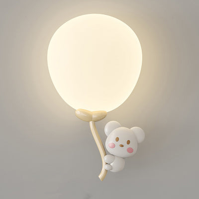 Contemporary Creative Cream Round Balloon Monkey Cow Spaceman Bear PE Iron LED Wall Sconce Lamp For Bedroom