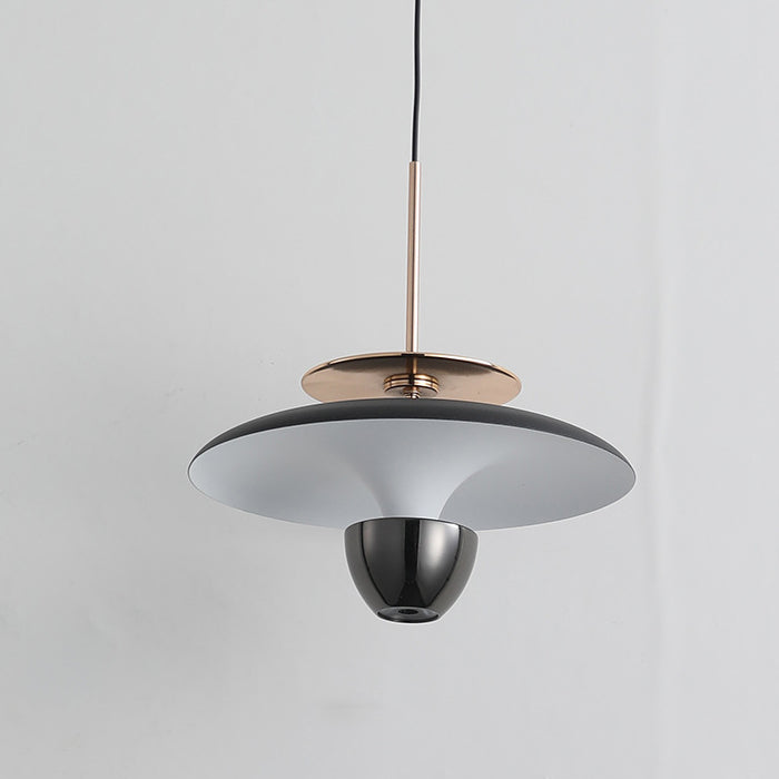 Contemporary Scandinavian Flying Saucer Round Iron Acrylic LED Pendant Light For Bedroom