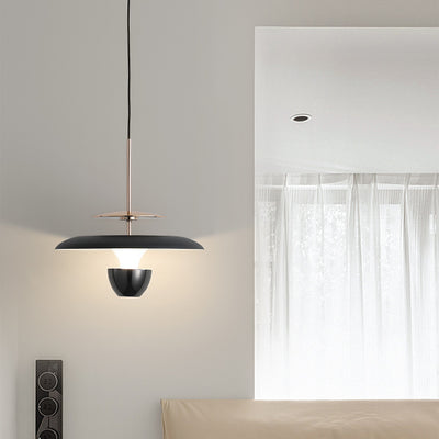 Contemporary Scandinavian Flying Saucer Round Iron Acrylic LED Pendant Light For Bedroom