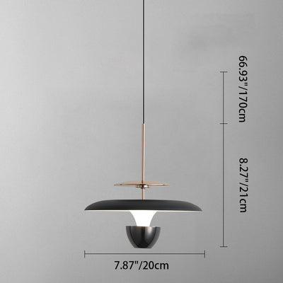 Contemporary Scandinavian Flying Saucer Round Iron Acrylic LED Pendant Light For Bedroom