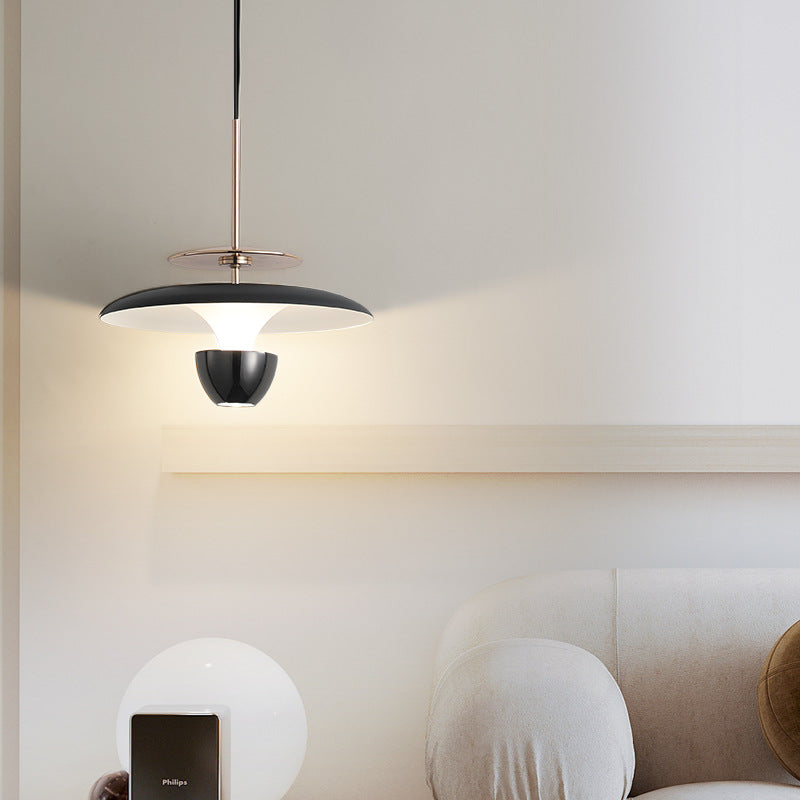 Contemporary Scandinavian Flying Saucer Round Iron Acrylic LED Pendant Light For Bedroom