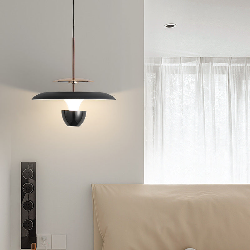 Contemporary Scandinavian Flying Saucer Round Iron Acrylic LED Pendant Light For Bedroom