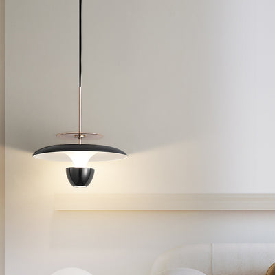 Contemporary Scandinavian Flying Saucer Round Iron Acrylic LED Pendant Light For Bedroom