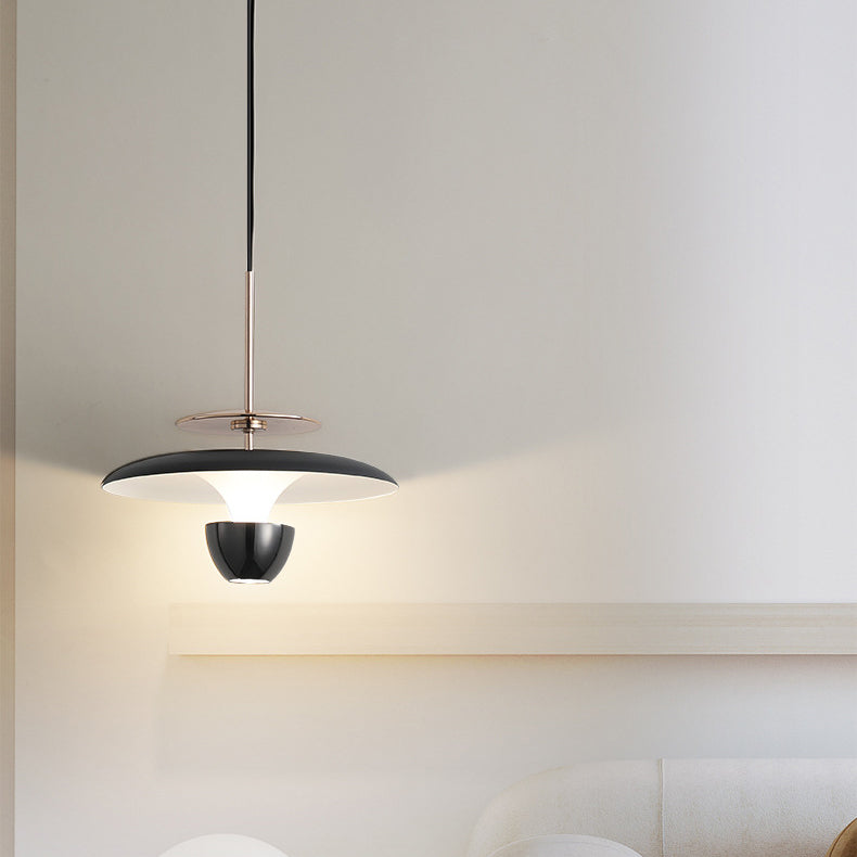 Contemporary Scandinavian Flying Saucer Round Iron Acrylic LED Pendant Light For Bedroom