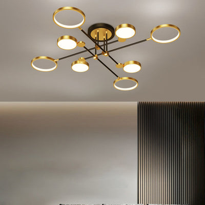 Contemporary Scandinavian Round Silicone Iron Acrylic LED Chandelier For Bedroom