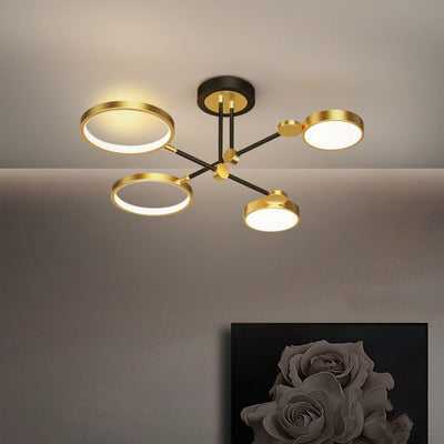 Contemporary Scandinavian Round Silicone Iron Acrylic LED Chandelier For Bedroom