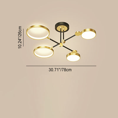 Contemporary Scandinavian Round Silicone Iron Acrylic LED Chandelier For Bedroom