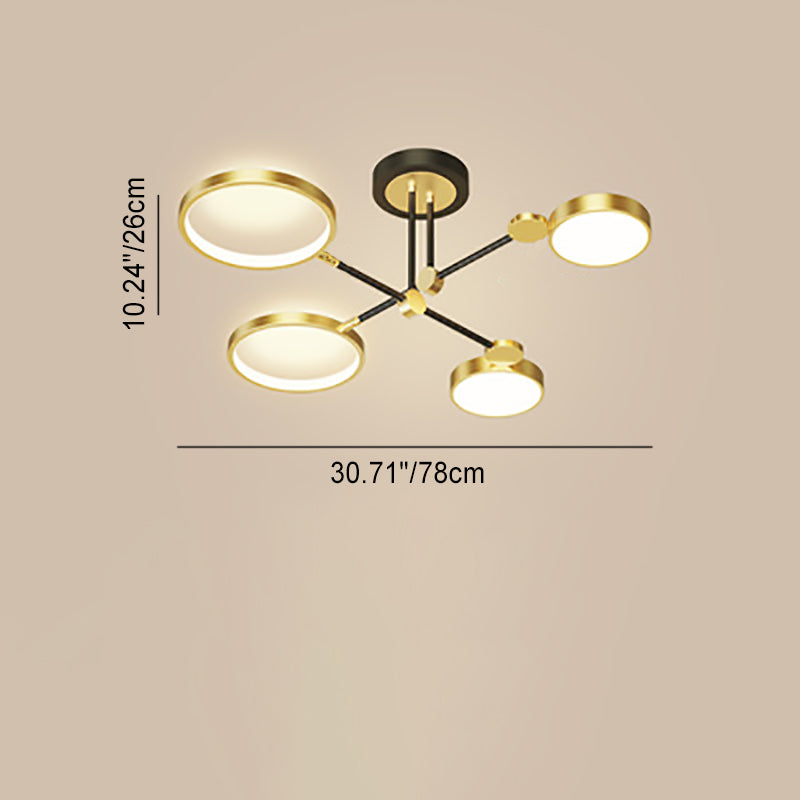 Contemporary Scandinavian Round Silicone Iron Acrylic LED Chandelier For Bedroom