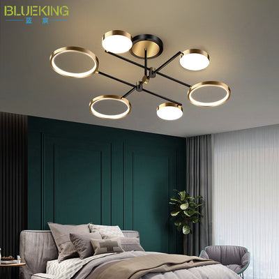 Contemporary Scandinavian Round Silicone Iron Acrylic LED Chandelier For Bedroom