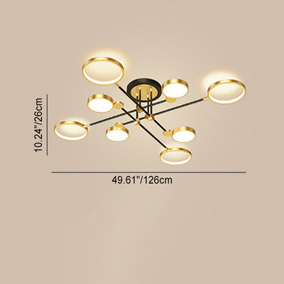 Contemporary Scandinavian Round Silicone Iron Acrylic LED Chandelier For Bedroom