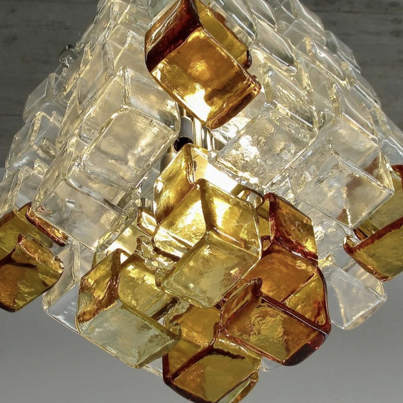 Modern Art Deco Cube Square Iron Crystal 1-Light Pendant Light For Bedroom