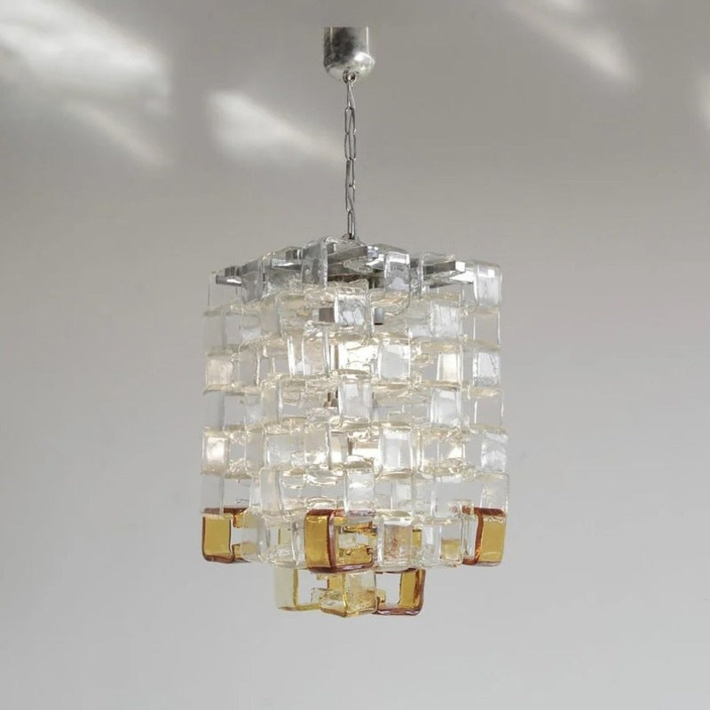 Modern Art Deco Cube Square Iron Crystal 1-Light Pendant Light For Bedroom