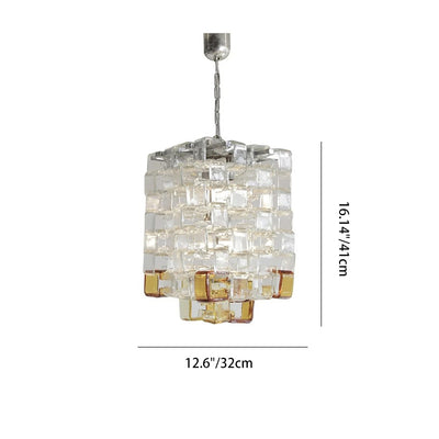 Modern Art Deco Cube Square Iron Crystal 1-Light Pendant Light For Bedroom